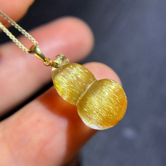 18K Gold · Golden Rutilated Quartz Gourd