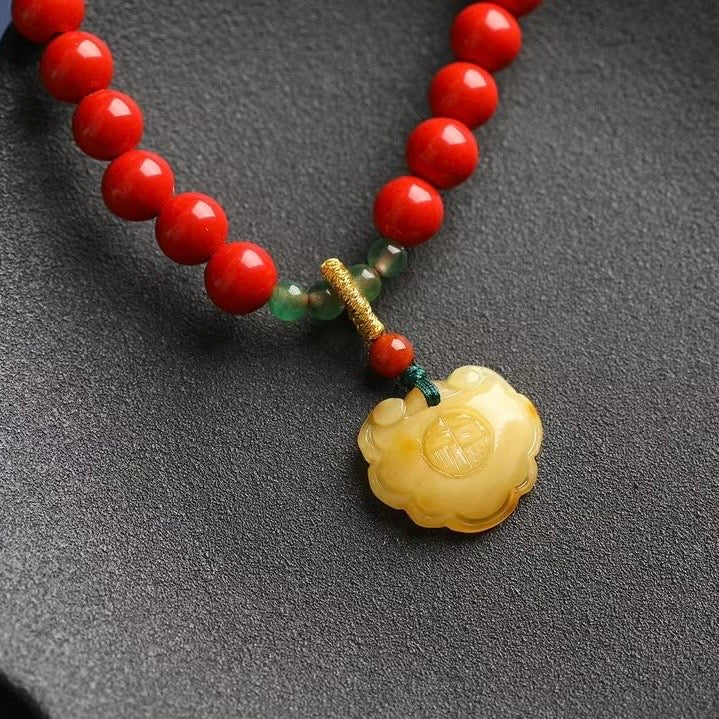 Natural Raw Ore Cinnabar Premium Red Sand「108-Bead Buddhist Rosary」- 2-in-1 Bracelet & Necklace