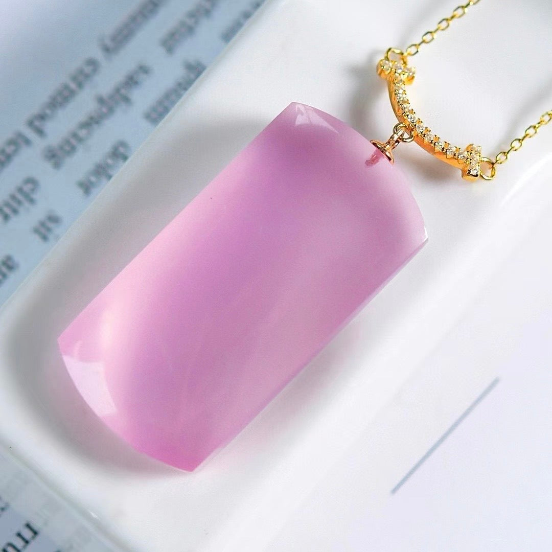 Natural Mozambique Starlight 🌟 Rose Quartz "Wushi Pai" Pendan