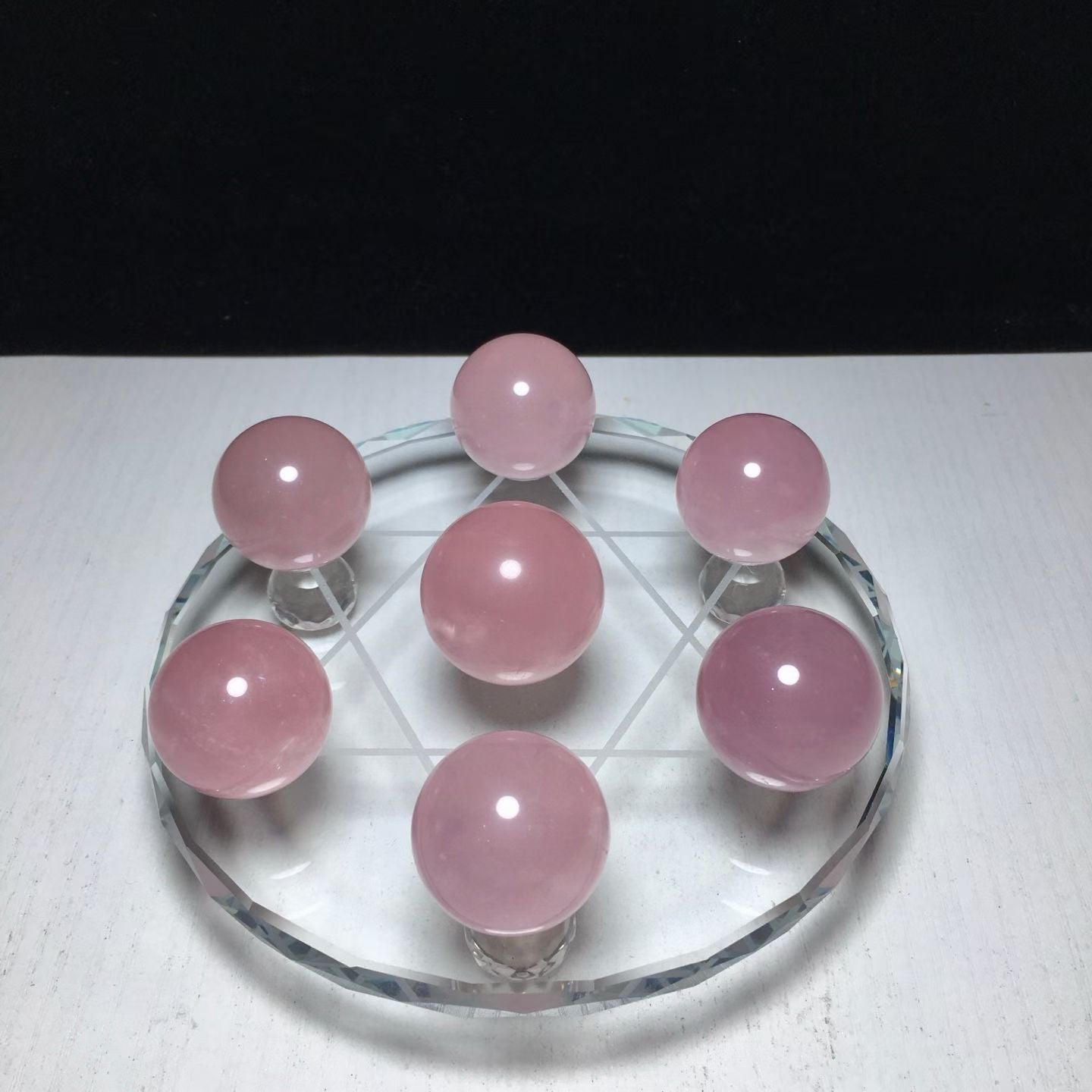New Arrival! Premium Natural Rose Quartz Seven-Star Array - Feng Shui Healing Crystal Decor for Home