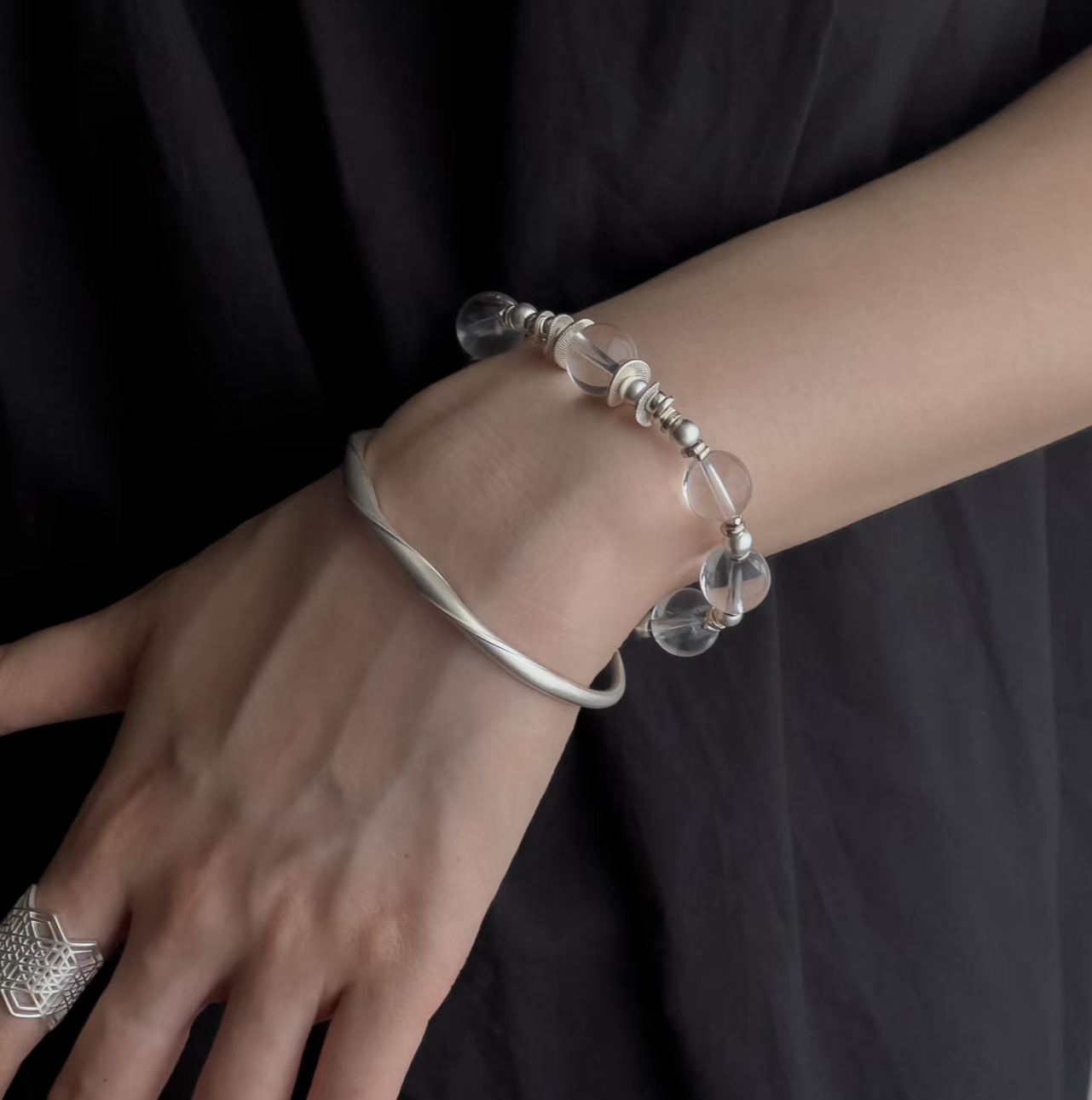 Quiet Layers | Brazilian White Quartz Bracelet Stack