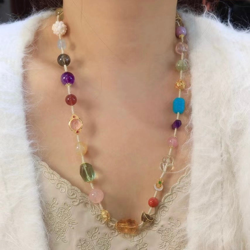Premium Wealth-Attracting Rainbow Multi-Gem Necklace-Bonus Fortune-Transforming Healing Necklace for Women