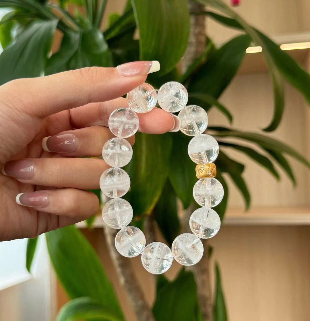 AAA Grade Layered White Phantom Crystal Jewelry - 925 Silver Gold-Plated Reiki Spiritual Healing Accessory