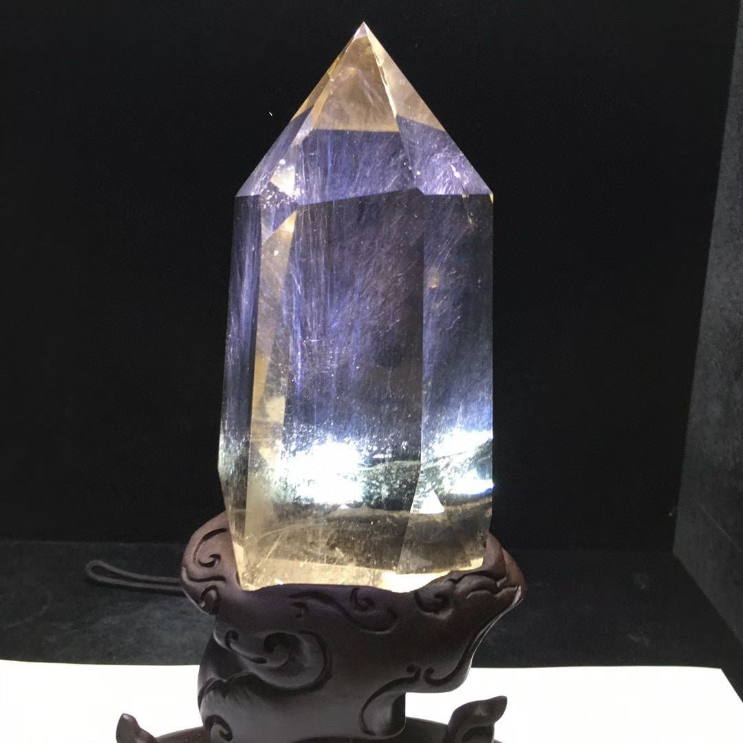 Premium Rare Natural Smoky Quartz Crystal Point - Naturally Formed Blue Feather (Angel's Wings) Inclusions