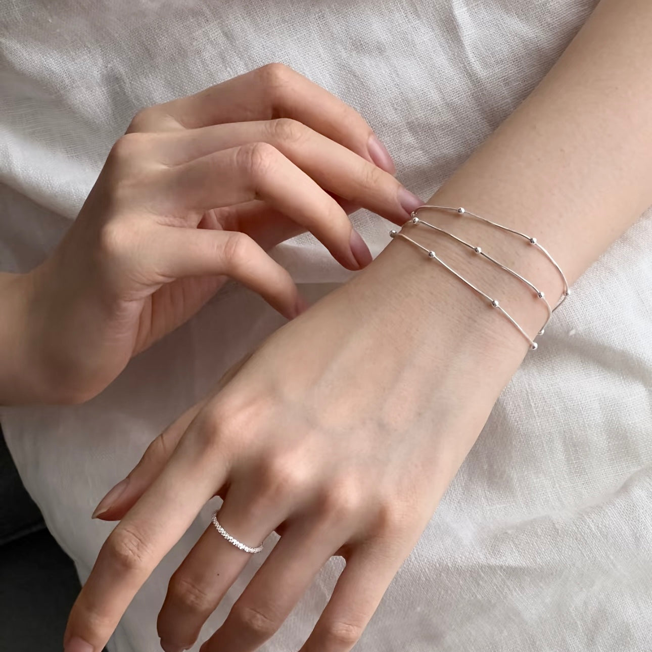 Quiet Layers | Brazilian White Quartz Bracelet Stack