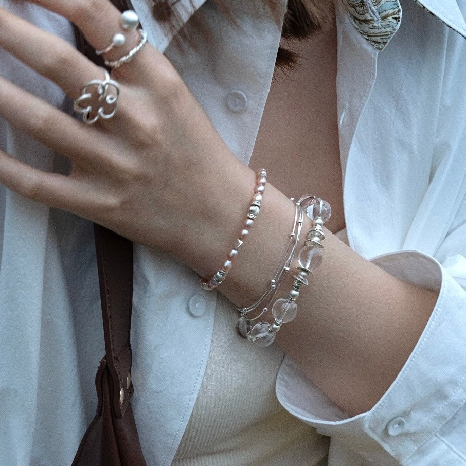 Quiet Layers | Brazilian White Quartz Bracelet Stack