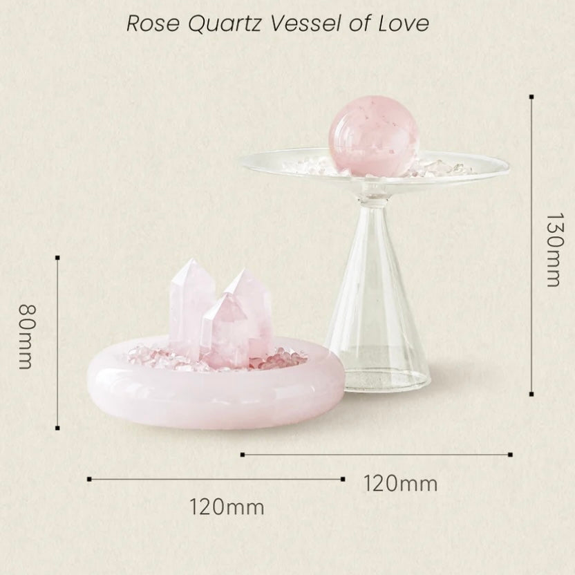 The "Vessel of Love" Energy Set | Natural Rose Quartz Sphere & Points in Minimalist Glass Display