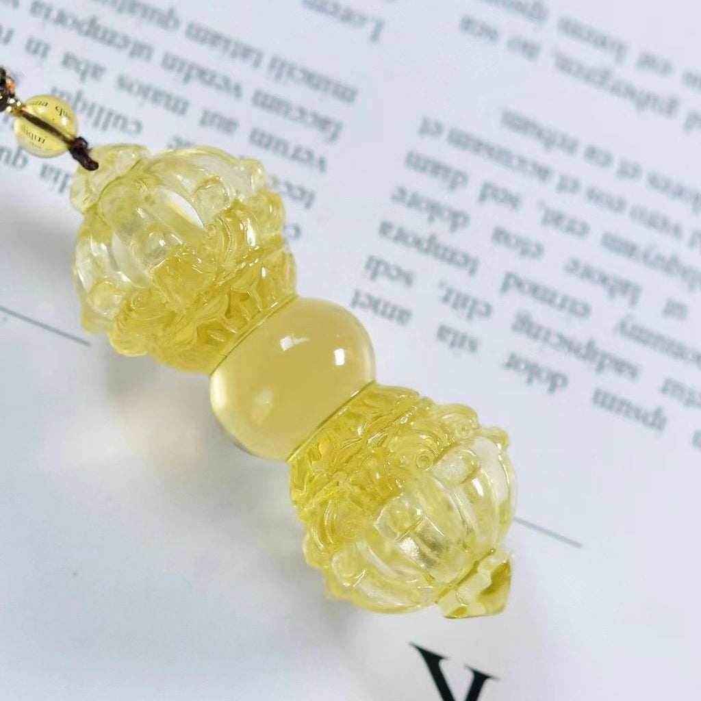 Vibrant Yellow Crystal Vajra Pendant | Subdue Demons & Attract Wealth