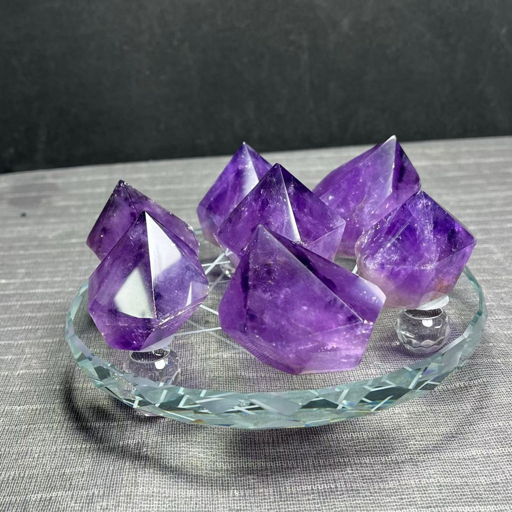 One-of-a-Kind Natural Amethyst Scepter Column Seven-Star Array Decoration | 4cm Height, 510g Raw Stone, 15cm Base | Authentic Gemstone, Appraisal Supported