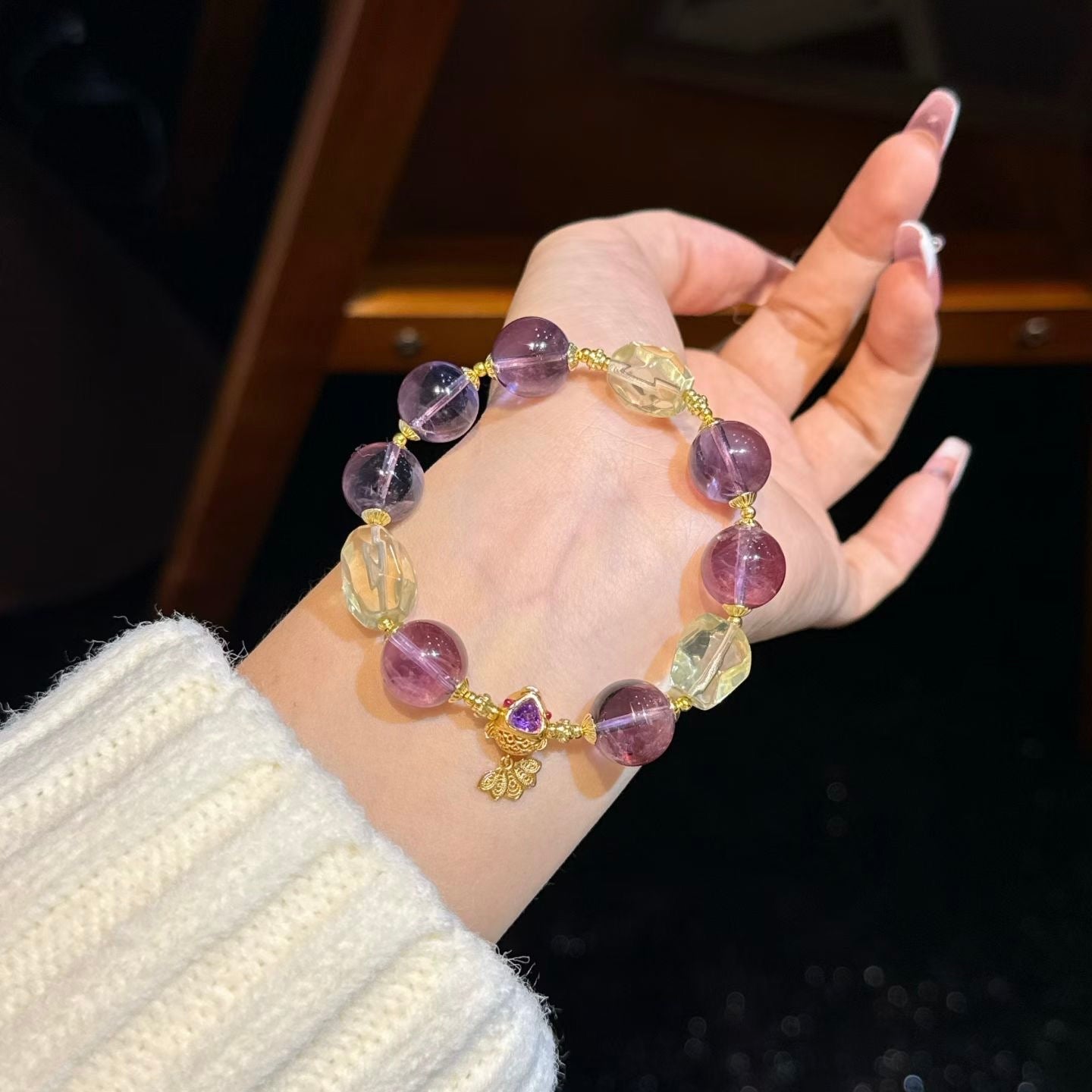 Amethyst & Citrine Arowana · Purple Qi Descends East