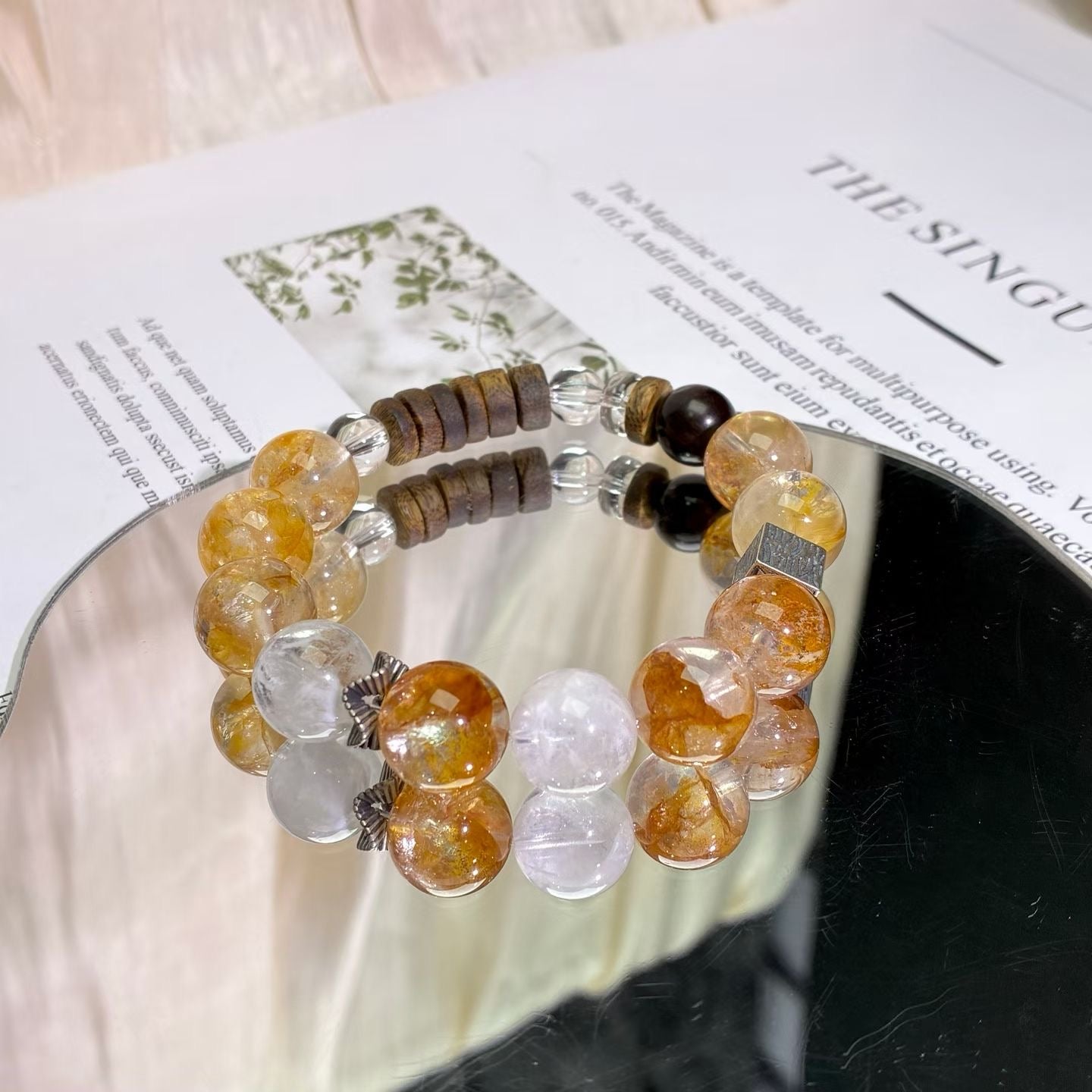 Handmade Agarwood Series - Yellow Rutilated Quartz Bracelet with 925 Silver Fittings