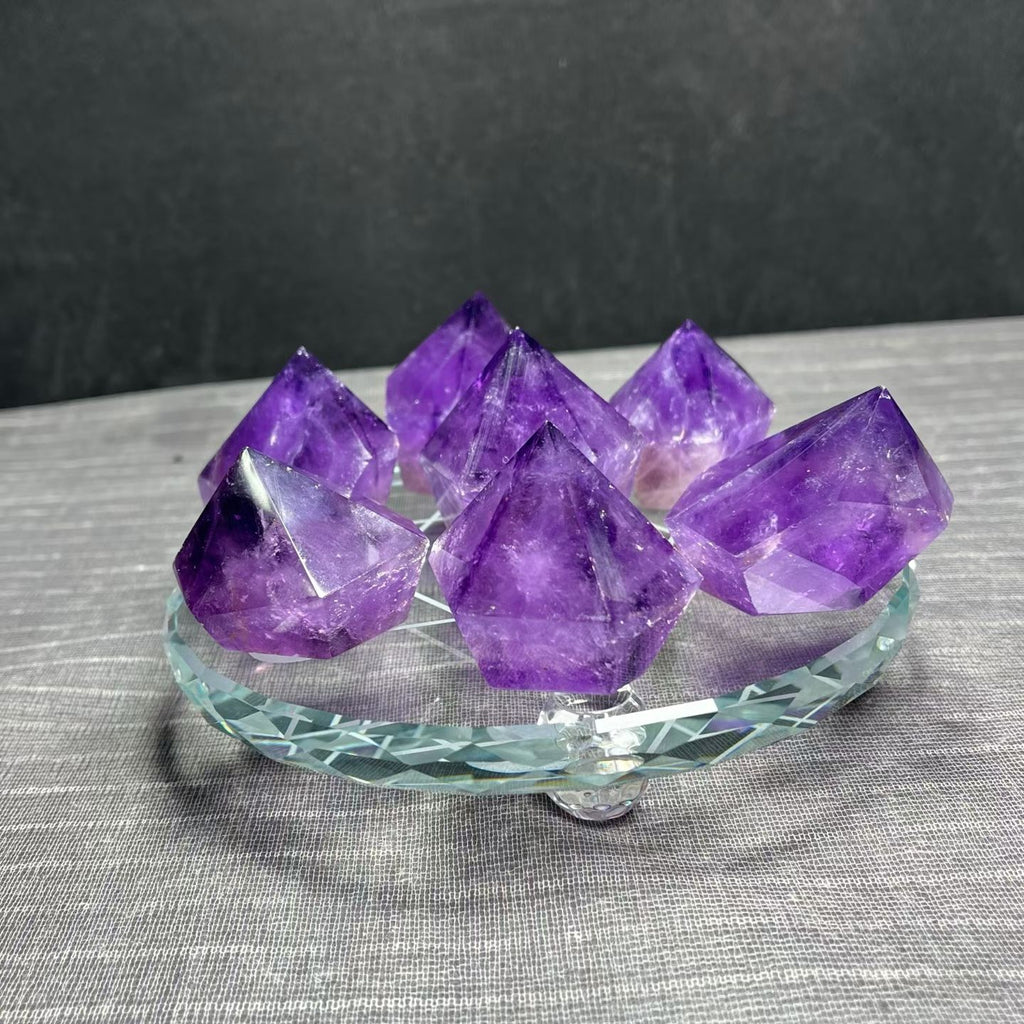 One-of-a-Kind Natural Amethyst Scepter Column Seven-Star Array Decoration | 4cm Height, 510g Raw Stone, 15cm Base | Authentic Gemstone, Appraisal Supported