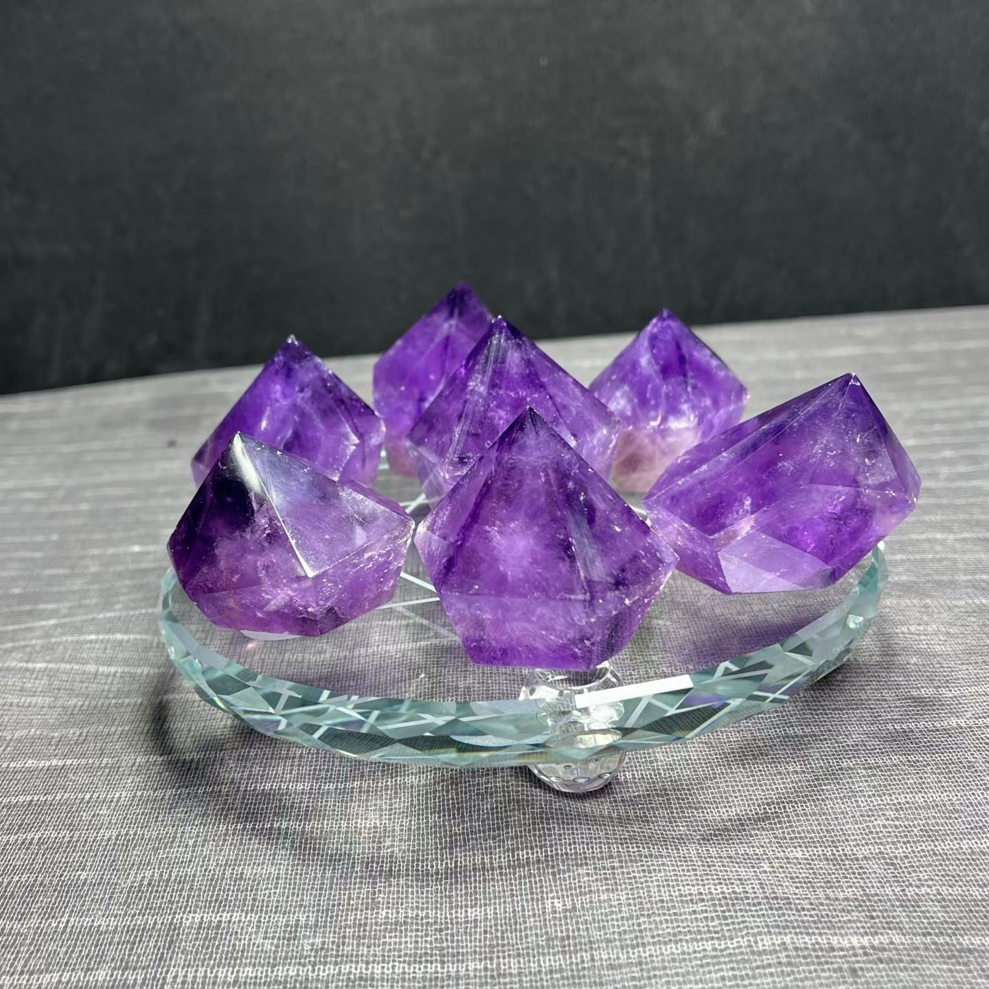 One-of-a-Kind Natural Amethyst Scepter Column Seven-Star Array Decoration | 4cm Height, 510g Raw Stone, 15cm Base | Authentic Gemstone, Appraisal Supported