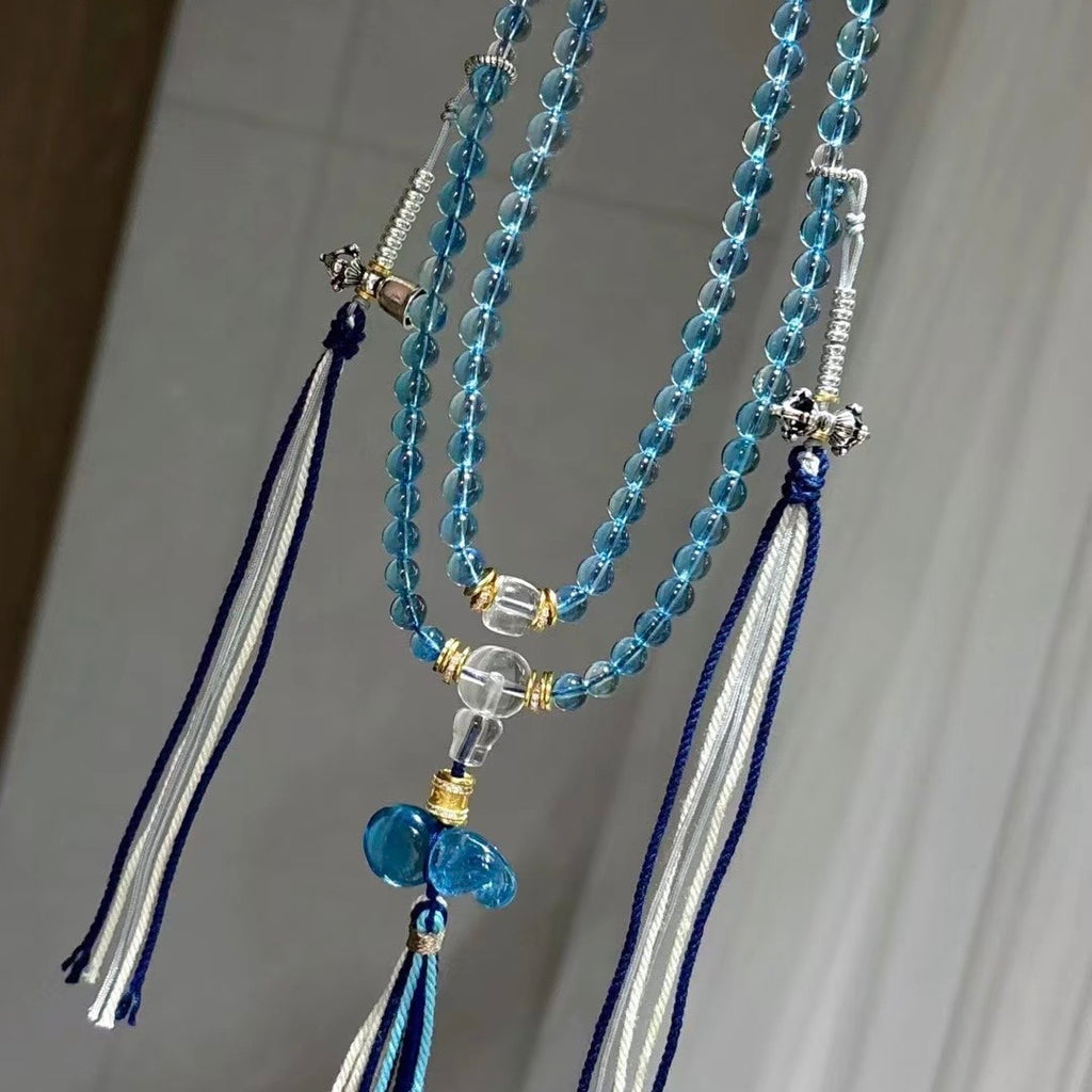 Natural Aquamarine 108-Bead Bracelet📿🩵