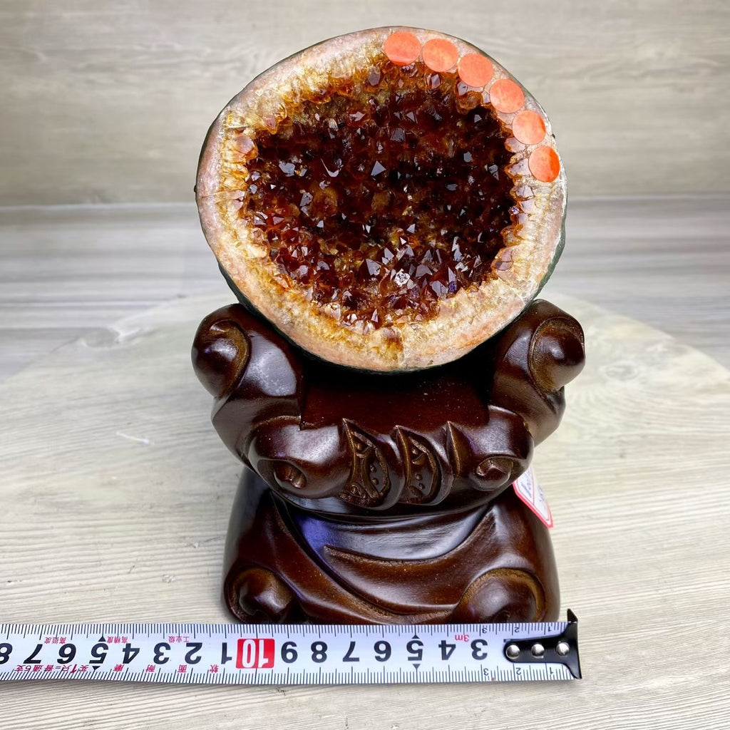 Uruguayan Money Bag Citrine Geode | Brazilian Natural Citrine Cave Decoration