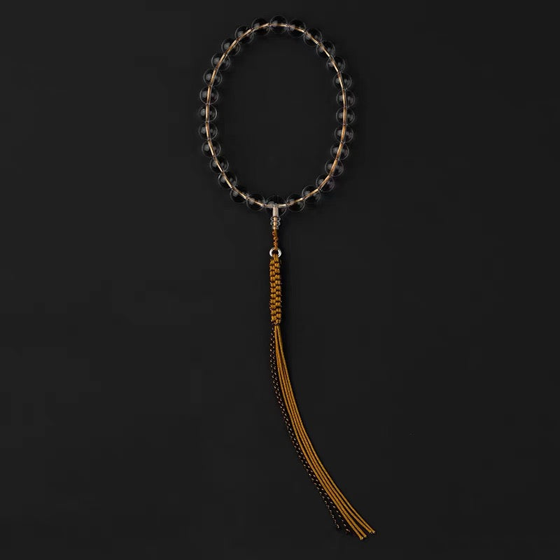 Natural clear quartz handheld mala beads for meditation and mindfulness