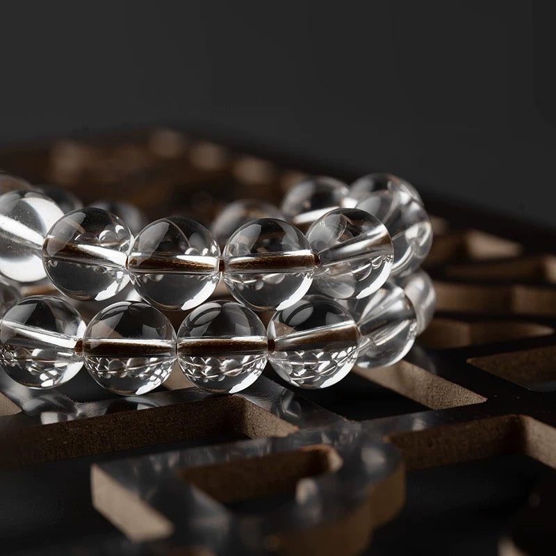 Clear quartz meditation beads popular in Singapore and Southeast Asia
