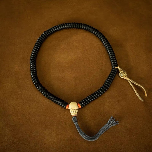 4mm*11.5mm aged red sandalwood multi-wrap bracelet with silk tassel.
