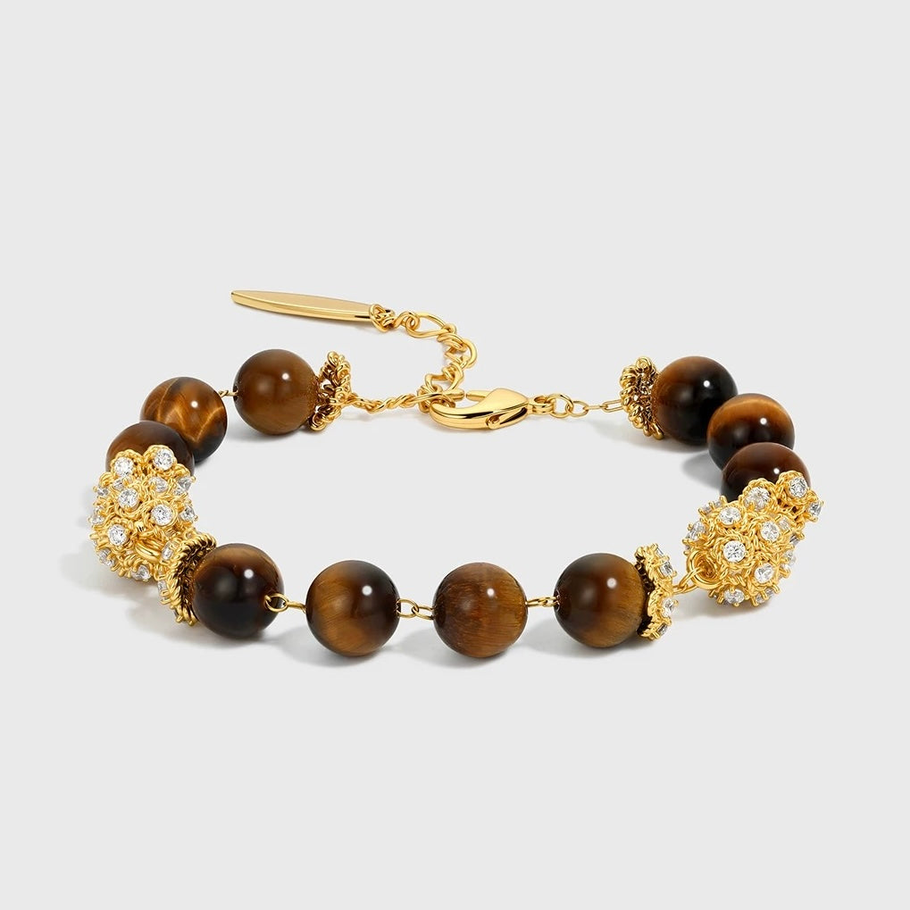 Individual shot of the large-bead tiger's eye bracelet.
