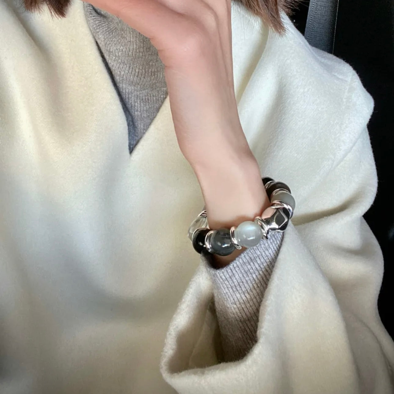 Hand model Long-termism crystal bracelet - clear quartz moonstone timeless women's jewelry 2026 Gentle Crystals