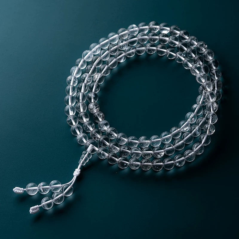 Clear quartz meditation mala popular in Singapore and Southeast Asia