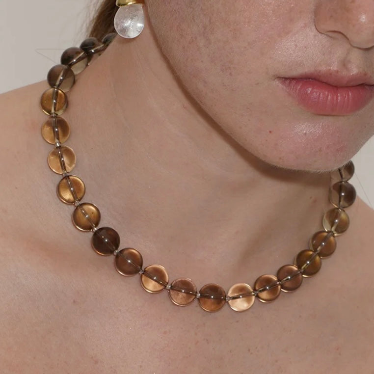 Minimalist smoky quartz jewelry styled for modern fashion
