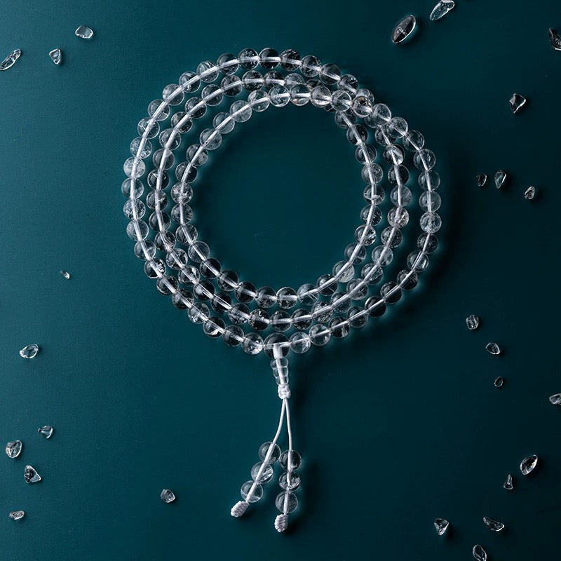 Elegant natural crystal 108 prayer beads for mindfulness and calm energy
