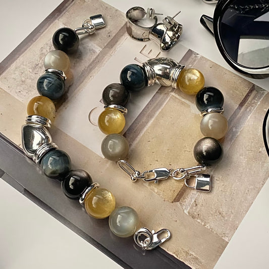 Tiger's Eye & Golden Lepidolite healing crystal bracelet – Twilight Narrative Series by Gentle Crystals